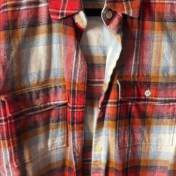 Old Navy Flannel Tartan Plaid Long Sleeve Button Up Shirt 100% Cotton - Picture 3 of 5
